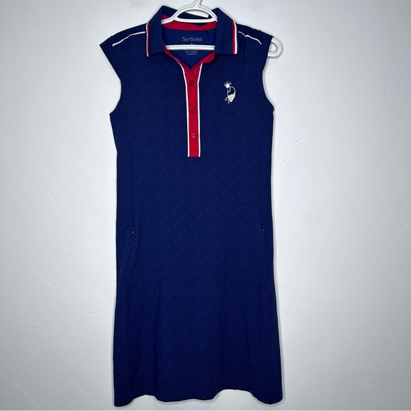 San Soleil Navy Golf Dress with Red and White Accents Size Small Stars Stripes - Picture 1 of 11